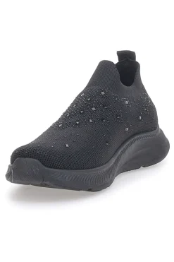 Sneakers Slip On Nere con Tomaia in Mesh e Pietre Decorative CA1226-CANGURO Clearance