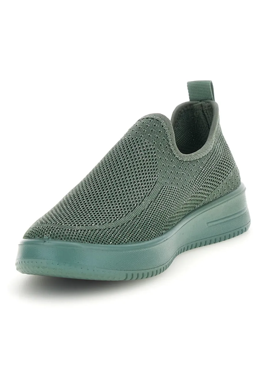 Sneakers slip on verdi in tessuto traforato tf2508059-MIO TEMPO Hot