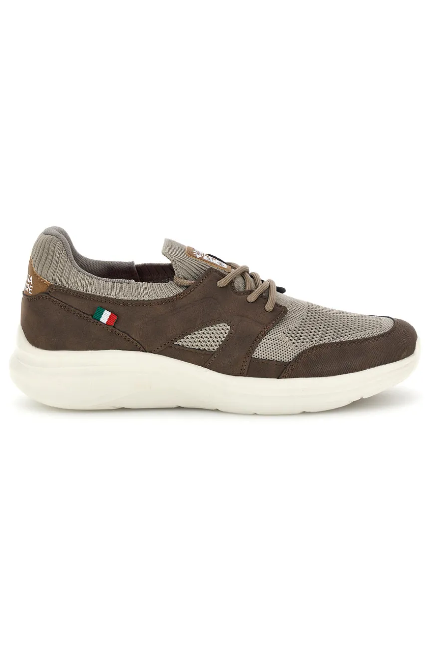 Sneakers tortora e marrone in tessuto Marina Militare MM2286