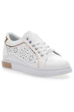 Sneakers traforate bianche con dettaglio oro CAFE' COST BK2440-CAFÈ COST Outlet