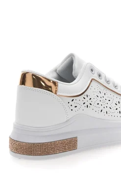 Sneakers traforate bianche con dettaglio oro CAFE' COST BK2440-CAFÈ COST Outlet