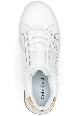 Sneakers traforate bianche con dettaglio oro CAFE' COST BK2440-CAFÈ COST Outlet