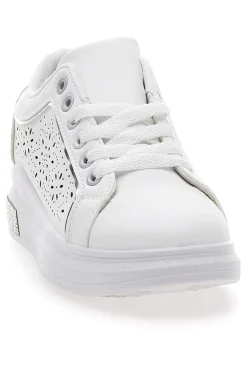 Sneakers traforate bianche con dettaglio argento BK2440-CAFE' COST Outlet