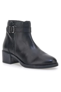 Stivaletti neri in pelle con fibbia laterale 853065-PITTARELLO CLASS Discount
