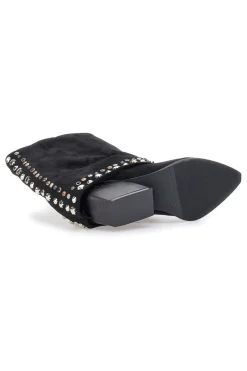 Stivaletti Neri Texani con Borchie Decorative 504-THE FIRST Outlet