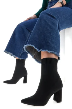 Stivaletti Socks Neri a Punta con Tacco Alto 484-THE FIRST Online