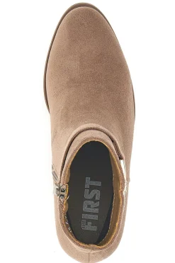 Stivaletti taupe con tacco medio e dettagli gioiello P617-THE FIRST Sale