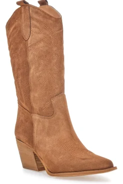 Stivaletti texani marroni in vera pelle ricamati TEX901RN-PITTARELLO LOVE Outlet