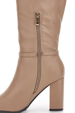 Stivali beige con tacco alto e cinturino 6002-LE HAVRE PARIS
