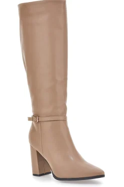 Stivali beige con tacco alto e cinturino 6002-LE HAVRE PARIS