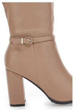Stivali beige con tacco alto e cinturino 6002-LE HAVRE PARIS