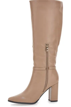 Stivali beige con tacco alto e cinturino 6002-LE HAVRE PARIS