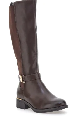 Stivali marroni con inserti elasticizzati e dettaglio metallico I258-ENERGY Clearance