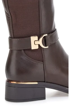 Stivali marroni con inserti elasticizzati e dettaglio metallico I258-ENERGY Clearance