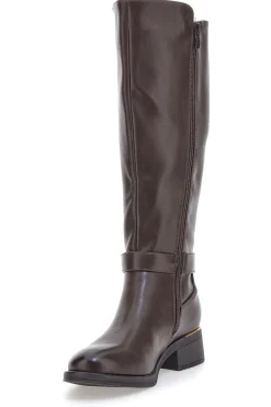 Stivali marroni con inserti elasticizzati e dettaglio metallico I258-ENERGY Clearance