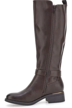 Stivali marroni con inserti elasticizzati e dettaglio metallico I258-ENERGY Clearance