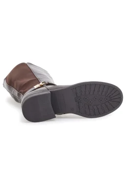 Stivali marroni con inserti elasticizzati e dettaglio metallico I258-ENERGY Clearance