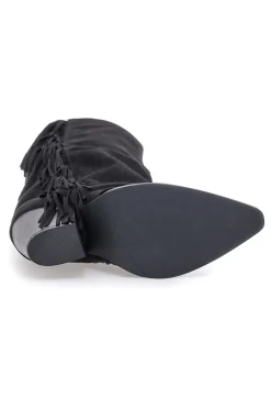 Stivali neri con tacco e frange P639-THE FIRST Hot