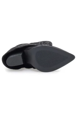 Stivali Texani Neri A Punta con Brillantini 507-THE FIRST Clearance