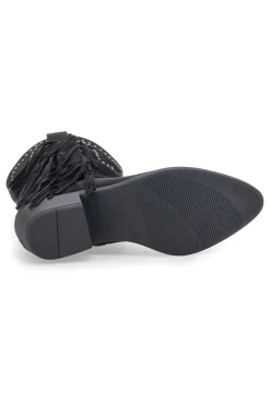 Stivali texani neri con frange e borchie P637-THE FIRST Clearance