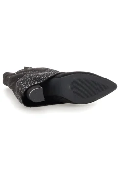 Stivali texani neri con tacco alto e strass P606-THE FIRST Discount