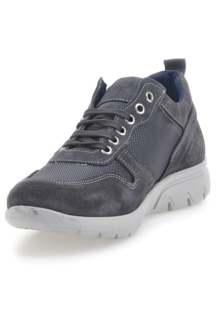 Stringate Grigie con Tomaia in Pelle e Mesh JERPOINT 99