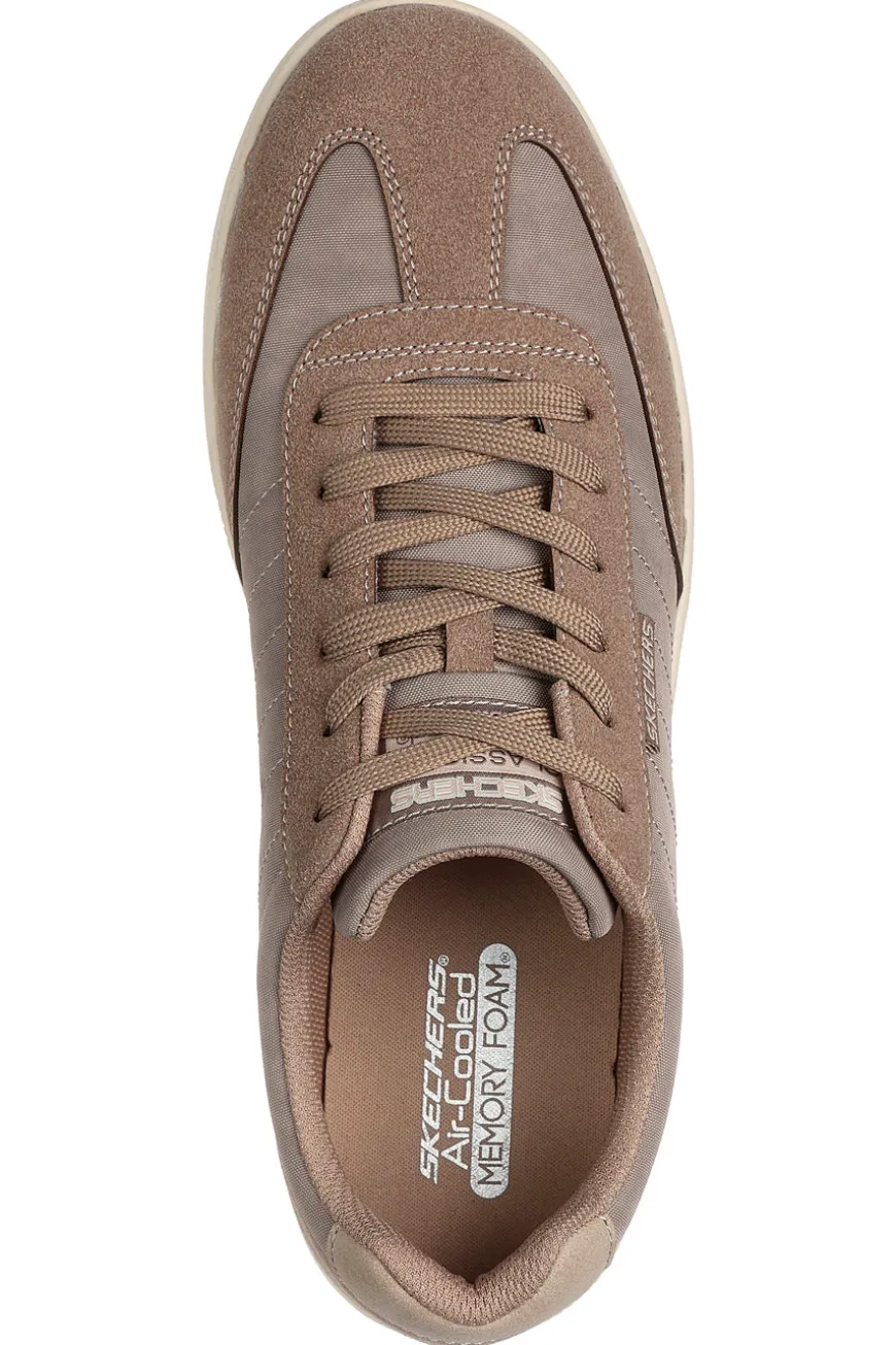 Taupe niedrige Schnürschuhe Skechers Placer Vinson