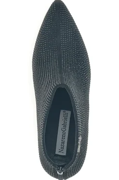 Tronchetti neri con strass tacco medio 7225-NAZARENO GABRIELLI