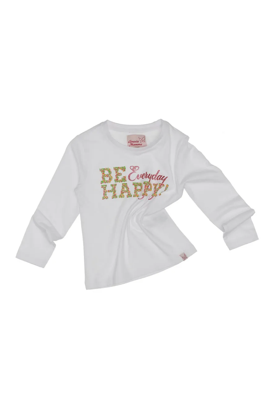 T-Shirt Maniche Lunghe Bianco Grazie Mamma 04057
