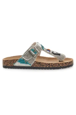 e Flip-Flops mit steinverziertem Obermaterial FIRST ROW 14172-PRIMA RIGA New