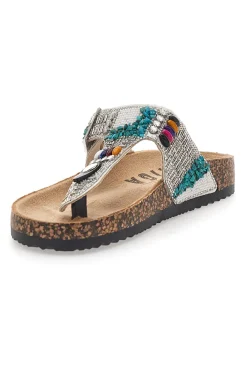 e Flip-Flops mit steinverziertem Obermaterial FIRST ROW 14172-PRIMA RIGA New