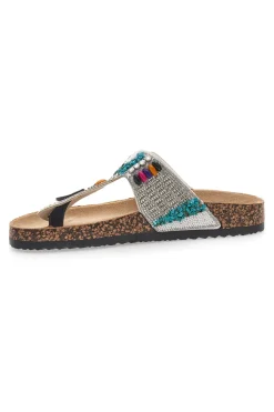 e Flip-Flops mit steinverziertem Obermaterial FIRST ROW 14172-PRIMA RIGA New