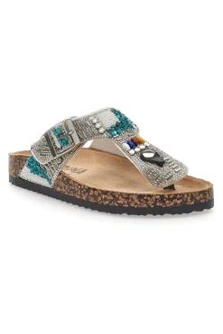 e Flip-Flops mit steinverziertem Obermaterial FIRST ROW 14172-PRIMA RIGA New