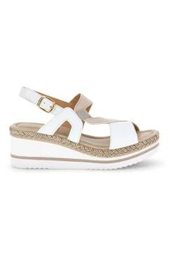 Weiße Sandalen mit Plateau-Keil und Riemen im Pittarello-Look MK3313109-PITTARELLO LOOK Hot