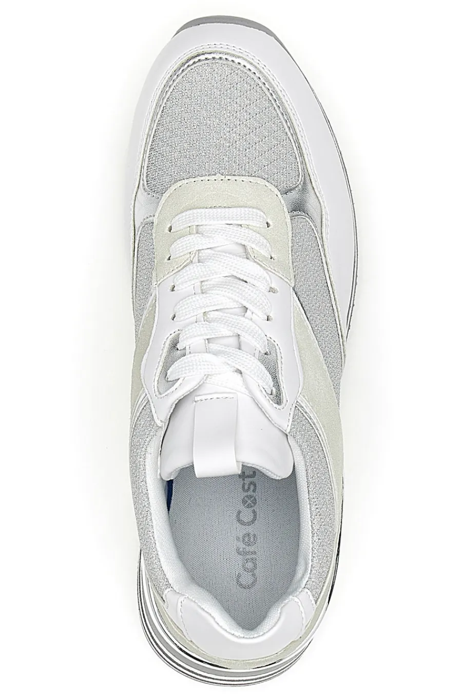 Weiße Schnürschuhe mit Plateau und Obermaterial mit Glitzer CAFE‘ COST H1506049-CAFÈ COST Outlet