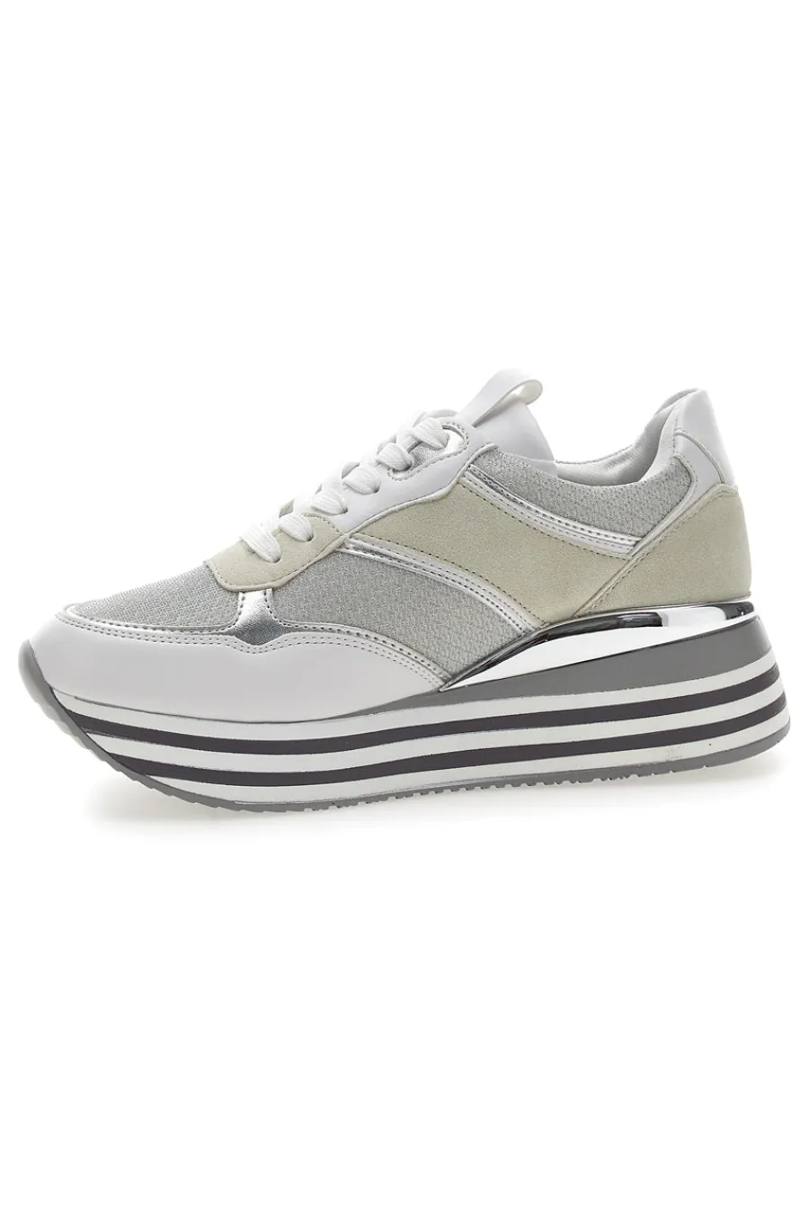 Weiße Schnürschuhe mit Plateau und Obermaterial mit Glitzer CAFE‘ COST H1506049-CAFÈ COST Outlet