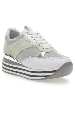 Weiße Schnürschuhe mit Plateau und Obermaterial mit Glitzer CAFE‘ COST H1506049-CAFÈ COST Outlet