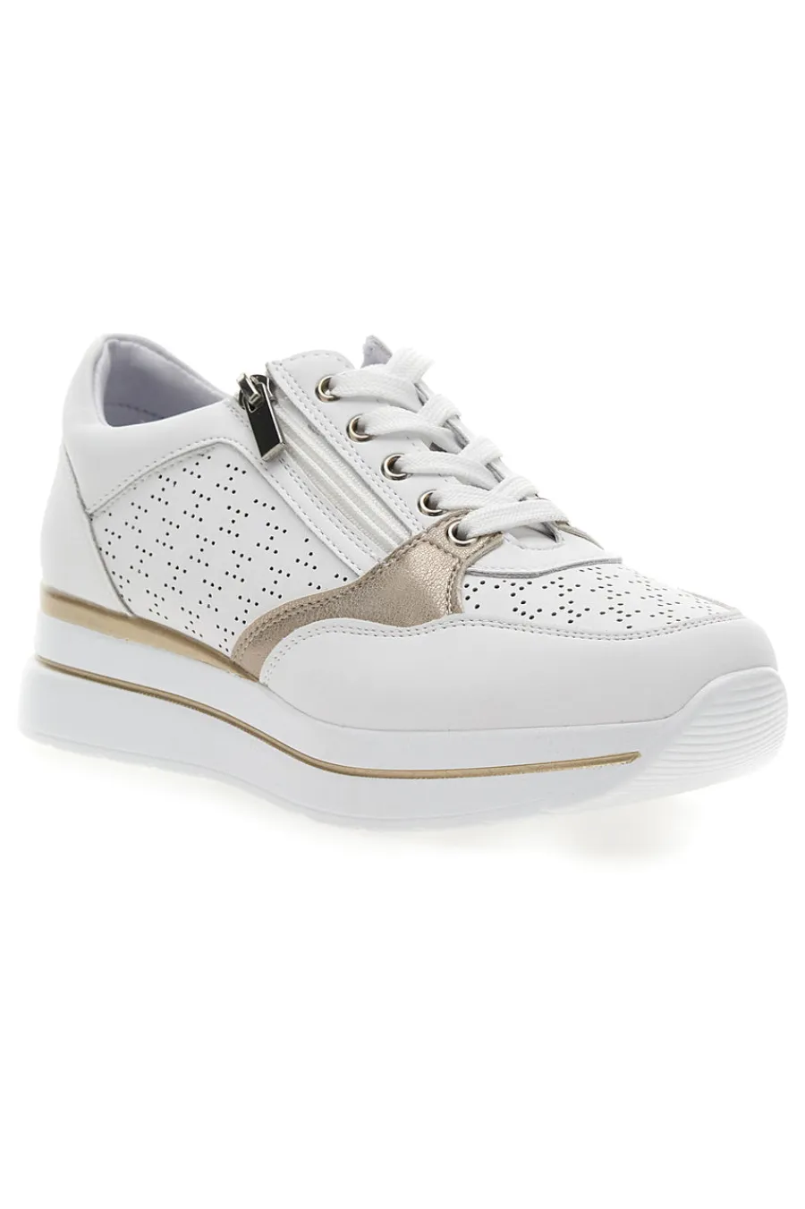 Weiße Schnürschuhe mit seitlichem Reißverschluss H216361-MIO TEMPO Clearance