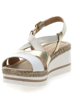 Weiße und beige Sandale mit mittlerem Keilabsatz MK3234109-PITTARELLO LOOK Hot