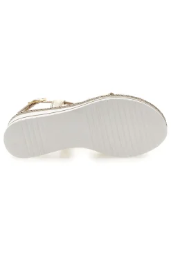 Weiße und beige Sandale mit mittlerem Keilabsatz MK3234109-PITTARELLO LOOK Hot