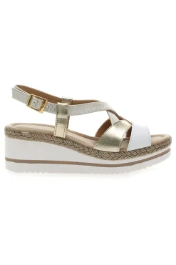 Weiße und beige Sandale mit mittlerem Keilabsatz MK3234109-PITTARELLO LOOK Hot