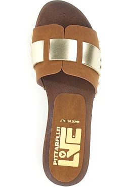Zoccoli bassi marroni con fascia oro Atene 8657-PITTARELLO LOVE Sale