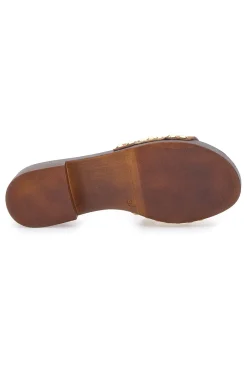 Zoccoli bassi marroni con fascia oro Atene 8657-PITTARELLO LOVE Sale