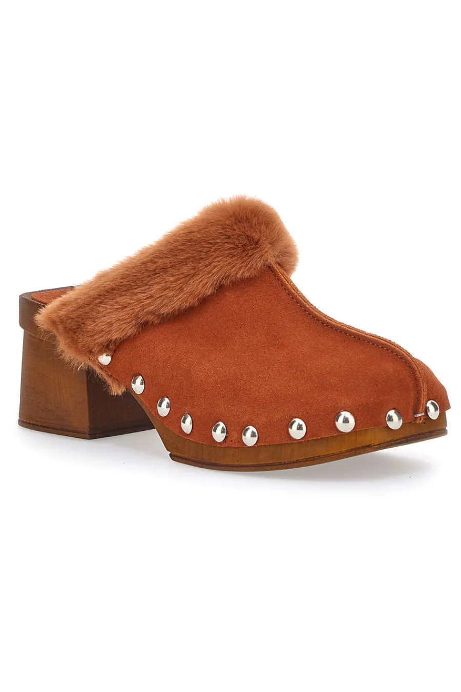 Zoccoli Clogs in EcoFur 15301 Cognac-PITTARELLO MUST HAVE