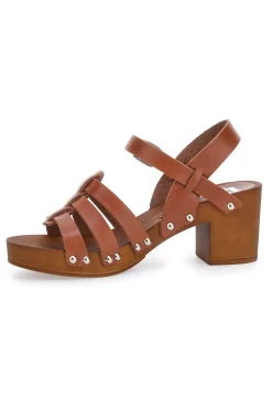 Zoccoli con Cinturino Cognac Vera Pelle 5759-PITTARELLO LOVE Outlet