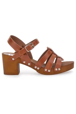 Zoccoli con Cinturino Cognac Vera Pelle 5759-PITTARELLO LOVE Outlet
