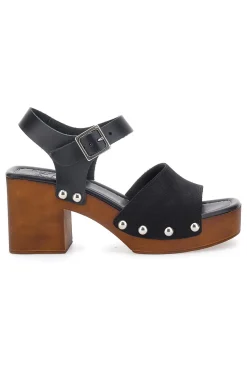 Zoccoli con Cinturino Vera Pelle Neri 5757-PITTARELLO LOVE Discount