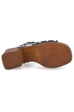 Zoccoli con Cinturino Vera Pelle Neri 5757-PITTARELLO LOVE Discount