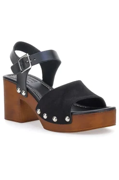 Zoccoli con Cinturino Vera Pelle Neri 5757-PITTARELLO LOVE Discount