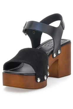 Zoccoli con Cinturino Vera Pelle Neri 5757-PITTARELLO LOVE Discount